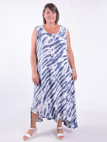 Lagenlook Asymmetric Tie Dye Dress - VF8006, , Pure Plus Clothing, Lagenlook Clothing, Plus Size Fashion, Over 50 Fashion