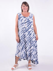 Lagenlook Asymmetric Tie Dye Dress - VF8006, , Pure Plus Clothing, Lagenlook Clothing, Plus Size Fashion, Over 50 Fashion