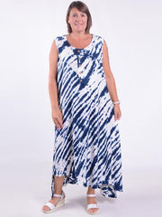 Lagenlook Asymmetric Tie Dye Dress - VF8006, , Pure Plus Clothing, Lagenlook Clothing, Plus Size Fashion, Over 50 Fashion