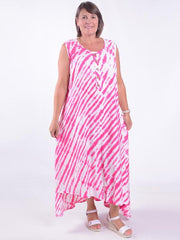 Lagenlook Asymmetric Tie Dye Dress - VF8006, , Pure Plus Clothing, Lagenlook Clothing, Plus Size Fashion, Over 50 Fashion