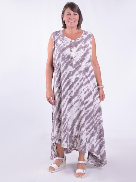 Lagenlook Asymmetric Tie Dye Dress - VF8006, , Pure Plus Clothing, Lagenlook Clothing, Plus Size Fashion, Over 50 Fashion