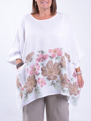 Floral Oversized Linen Tunic - 10077LF