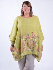 Floral Oversized Linen Tunic - 10077LF