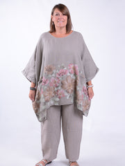 Floral Oversized Linen Tunic - 10077LF