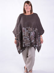 Floral Oversized Linen Tunic - 10077LF