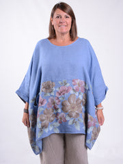 Floral Oversized Linen Tunic - 10077LF