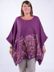 Floral Oversized Linen Tunic - 10077LF