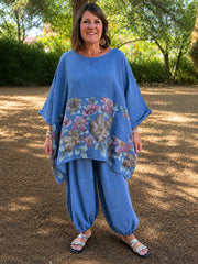 Floral Oversized Linen Tunic - 10077LF