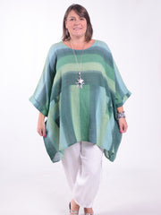 Lagenlook Oversized Cotton Striped Tunic - 10077 STRIPE, Tops & Shirts, Pure Plus Clothing, Lagenlook Clothing, Plus Size Fashion, Over 50 Fashion