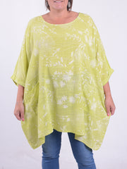Lagenlook Oversized Cotton Tunic - 10077 FLORAL, Tops & Shirts, Pure Plus Clothing, Lagenlook Clothing, Plus Size Fashion, Over 50 Fashion