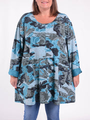 Long Sleeved Stitch Tunic Top - 105151 PATTERNED, Tops & Shirts, Pure Plus Clothing, Lagenlook Clothing, Plus Size Fashion, Over 50 Fashion