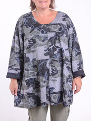 Long Sleeved Stitch Tunic Top - 105151 PATTERNED, Tops & Shirts, Pure Plus Clothing, Lagenlook Clothing, Plus Size Fashion, Over 50 Fashion