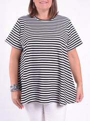 Basic Cotton Swing T Shirt - Round Neck 10516 STRIPE, Tops & Shirts, Pure Plus Clothing, Lagenlook Clothing, Plus Size Fashion, Over 50 Fashion