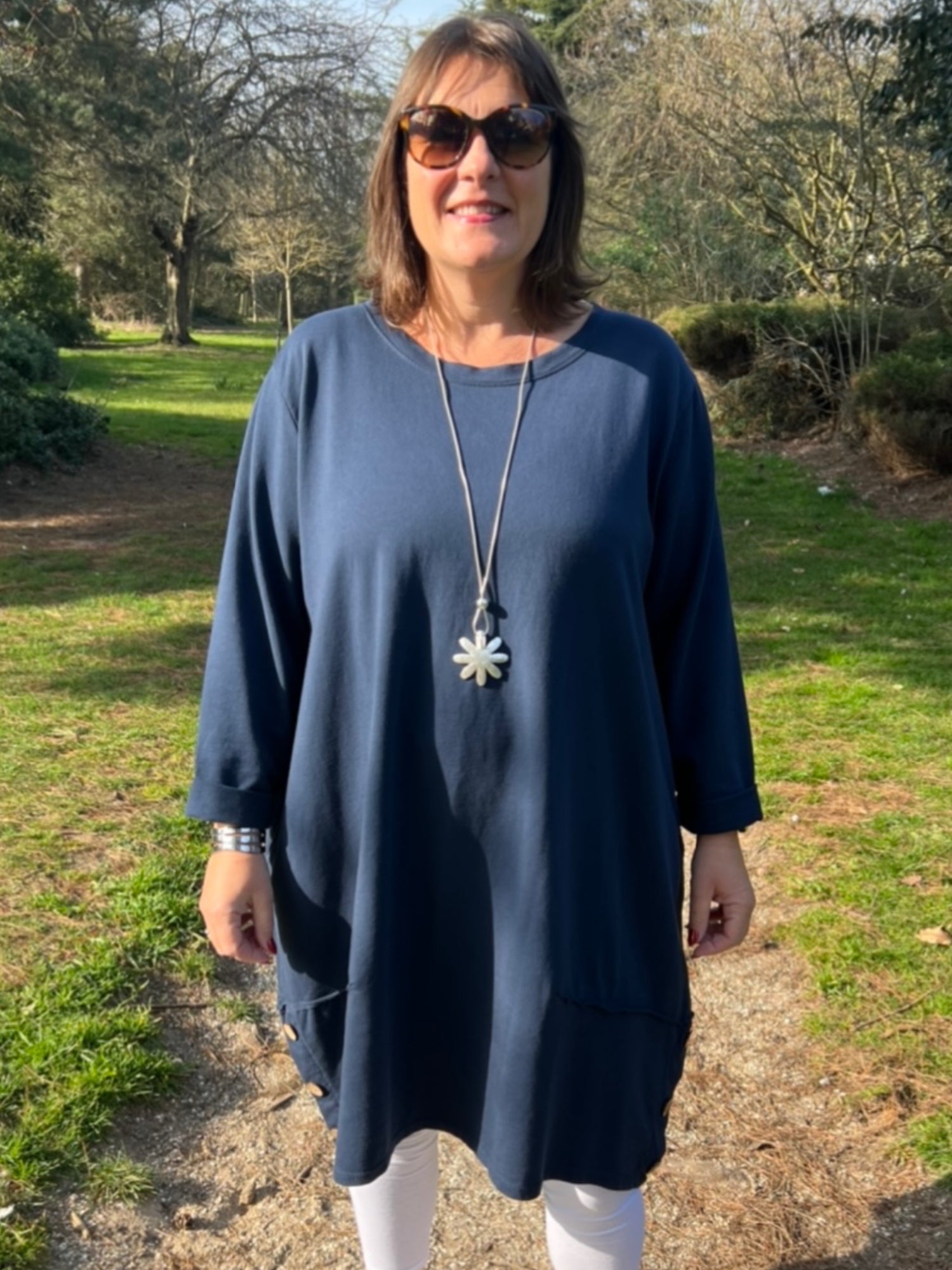 Lagenlook Buttoned Hem Dress - 10667, Dresses, Pure Plus Clothing, Lagenlook Clothing, Plus Size Fashion, Over 50 Fashion