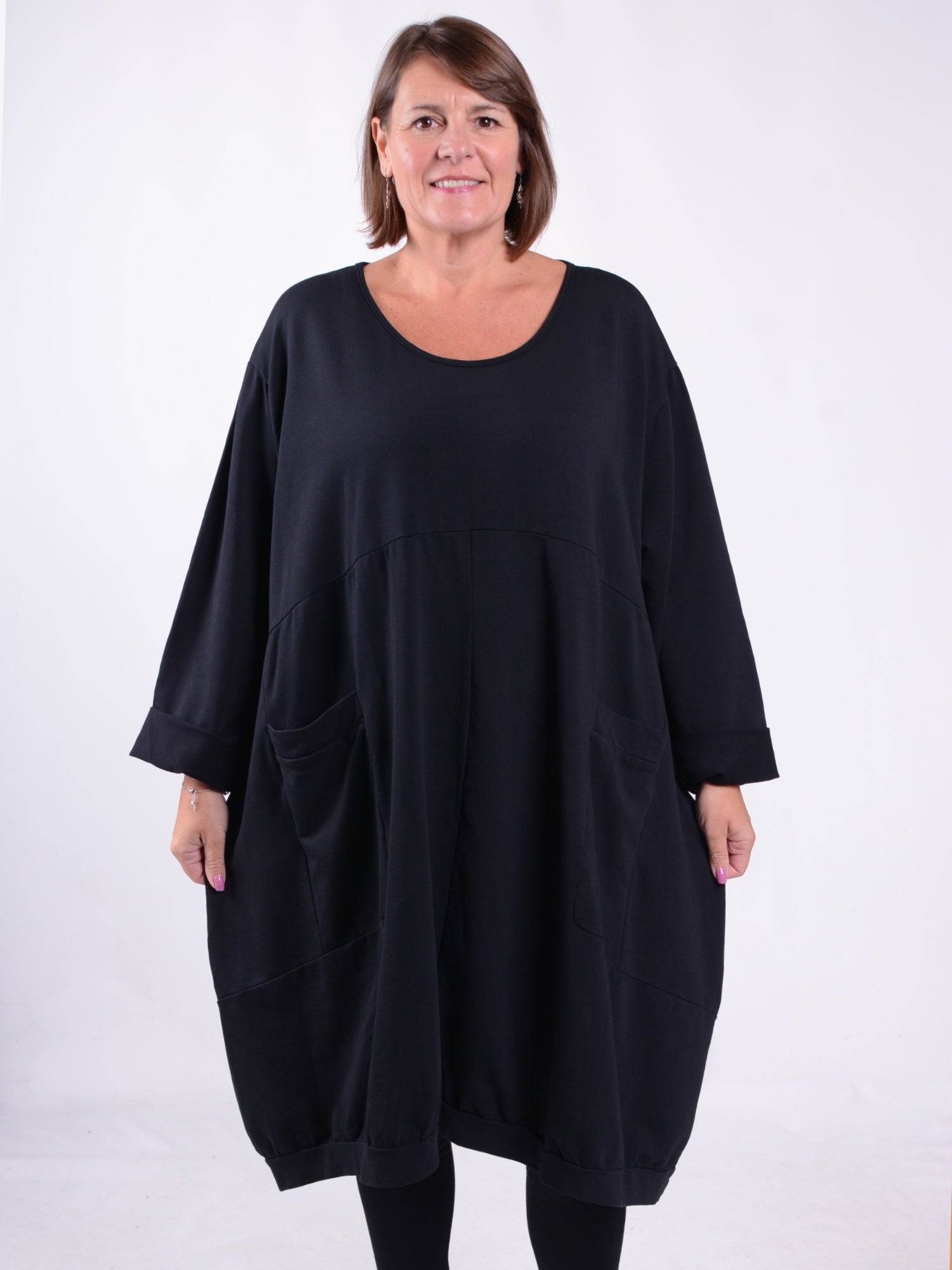 Lagenlook Cotton Jersey Balloon Dress - 11796, , Pure Plus Clothing, Lagenlook Clothing, Plus Size Fashion, Over 50 Fashion