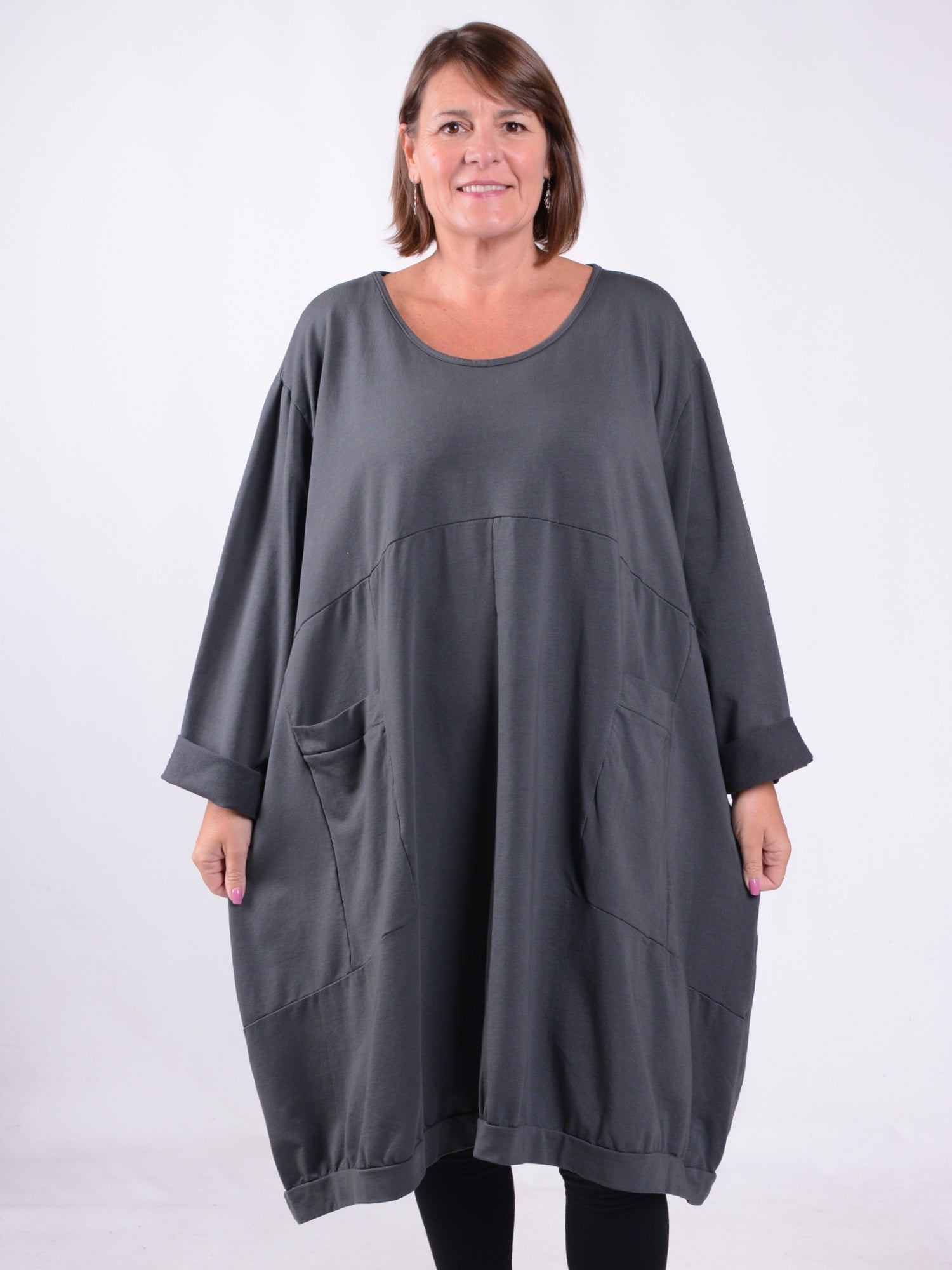 Lagenlook Cotton Jersey Balloon Dress - 11796, , Pure Plus Clothing, Lagenlook Clothing, Plus Size Fashion, Over 50 Fashion