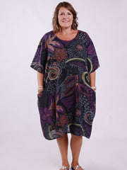 Lightweight Patterned Cotton Dress with pockets - 12232H