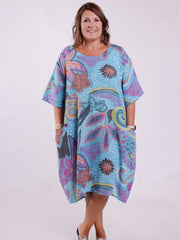 Lightweight Patterned Cotton Dress with pockets - 12232H