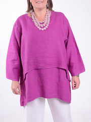 Lagenlook Double Layer Linen Tunic - 12237, Tunic, Pure Plus Clothing, Lagenlook Clothing, Plus Size Fashion, Over 50 Fashion