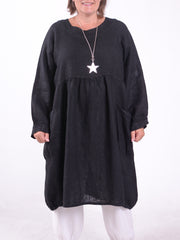 Lagenlook Linen Dress with Pockets - 12238, , Pure Plus Clothing, Lagenlook Clothing, Plus Size Fashion, Over 50 Fashion