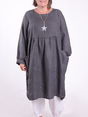 Lagenlook Linen Dress with Pockets - 12238, , Pure Plus Clothing, Lagenlook Clothing, Plus Size Fashion, Over 50 Fashion