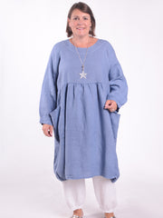 Lagenlook Linen Dress with Pockets - 12238, , Pure Plus Clothing, Lagenlook Clothing, Plus Size Fashion, Over 50 Fashion