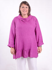 Cowl Neck Linen Tunic - 12248, , Pure Plus Clothing, Lagenlook Clothing, Plus Size Fashion, Over 50 Fashion