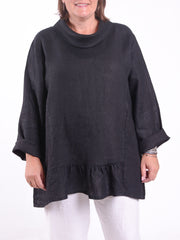 Cowl Neck Linen Tunic - 12248, , Pure Plus Clothing, Lagenlook Clothing, Plus Size Fashion, Over 50 Fashion