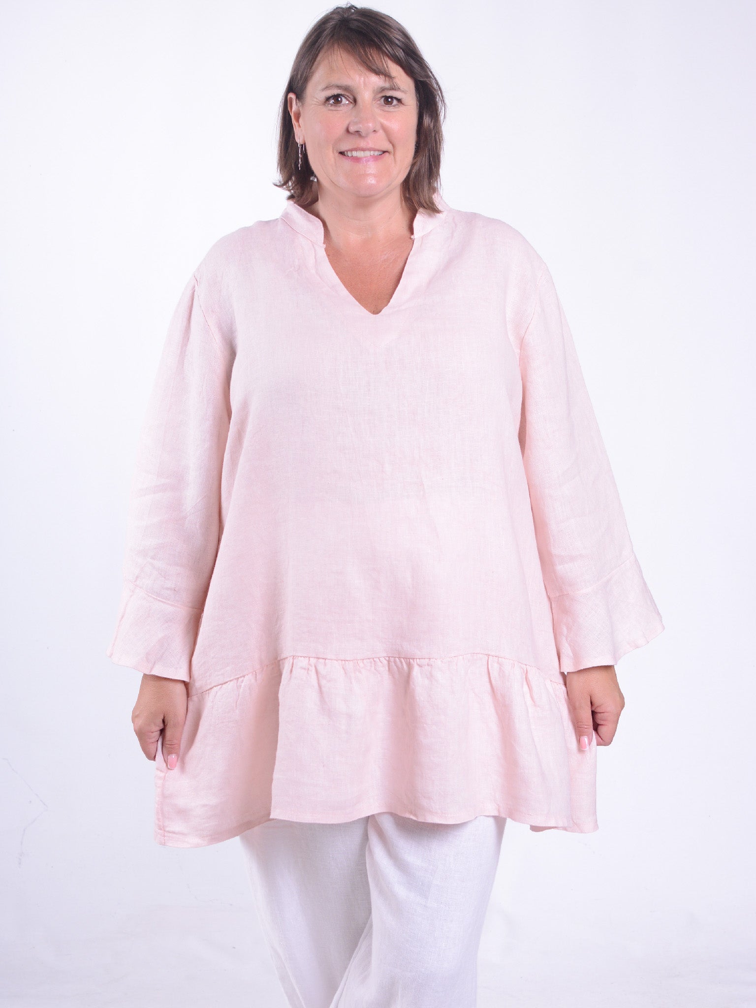 Bell Sleeve Linen Tunic - 12426, , Pure Plus Clothing, Lagenlook Clothing, Plus Size Fashion, Over 50 Fashion