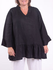 Bell Sleeve Linen Tunic - 12426, , Pure Plus Clothing, Lagenlook Clothing, Plus Size Fashion, Over 50 Fashion