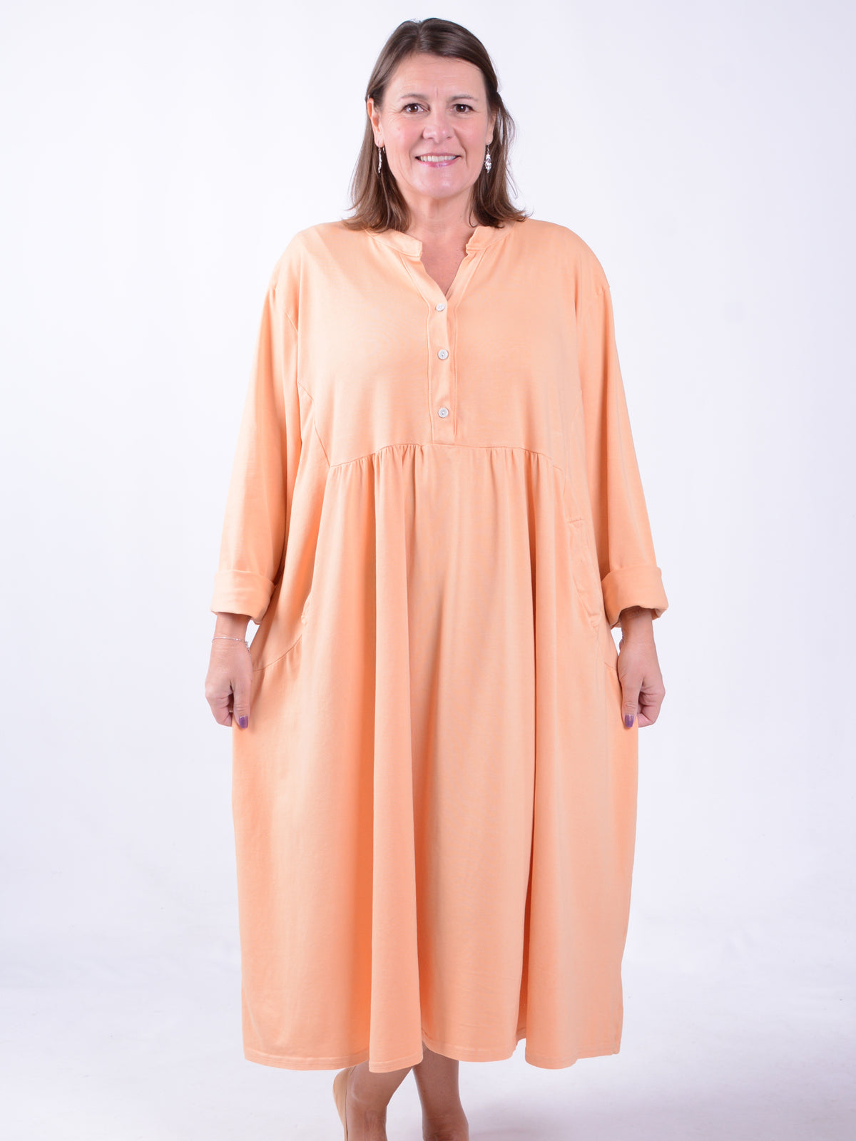 Lagenlook Cotton Dress with Pockets - 12573, , Pure Plus Clothing, Lagenlook Clothing, Plus Size Fashion, Over 50 Fashion