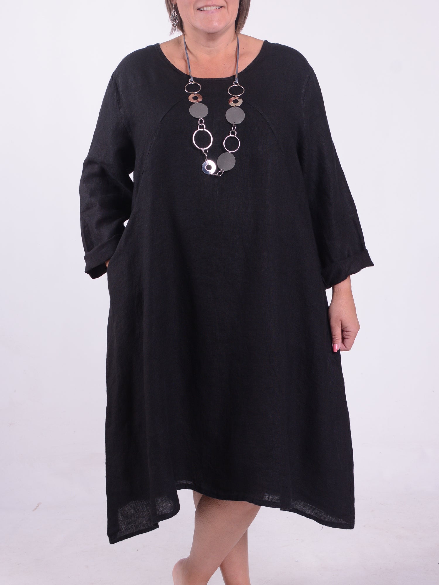 Lagenlook Linen A Line Dress - 12813, , Pure Plus Clothing, Lagenlook Clothing, Plus Size Fashion, Over 50 Fashion