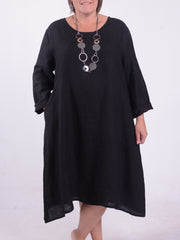 Lagenlook Linen A Line Dress - 12813, , Pure Plus Clothing, Lagenlook Clothing, Plus Size Fashion, Over 50 Fashion