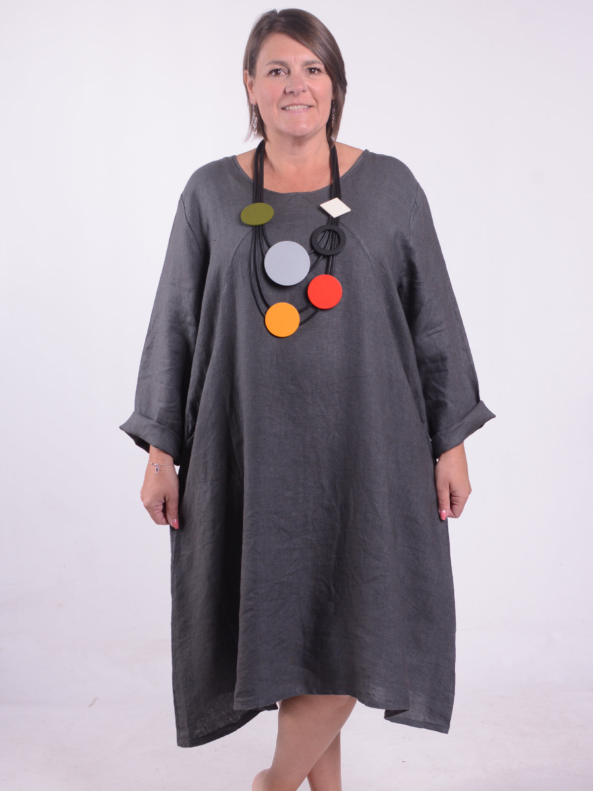 Lagenlook Linen A Line Dress - 12813, , Pure Plus Clothing, Lagenlook Clothing, Plus Size Fashion, Over 50 Fashion