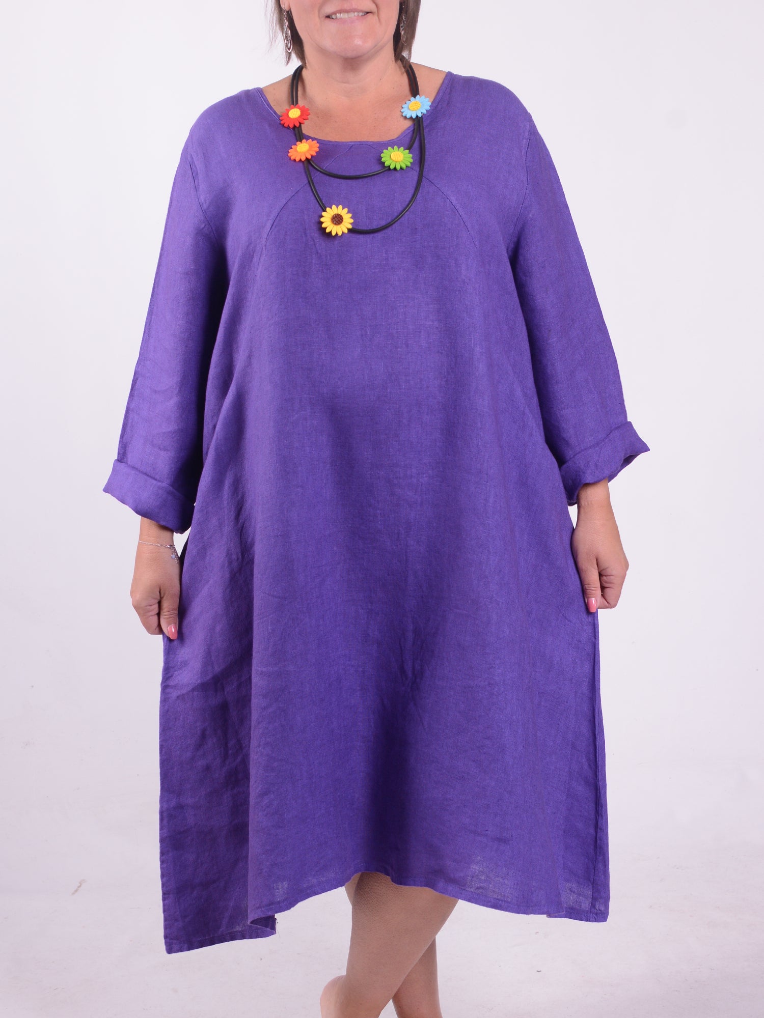 Lagenlook Linen A Line Dress - 12813, , Pure Plus Clothing, Lagenlook Clothing, Plus Size Fashion, Over 50 Fashion