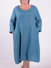 Lagenlook Linen A Line Dress - 12813, , Pure Plus Clothing, Lagenlook Clothing, Plus Size Fashion, Over 50 Fashion