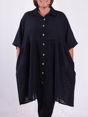 Lightweight Cotton Button Through Tunic Dress - 13150, , Pure Plus Clothing, Lagenlook Clothing, Plus Size Fashion, Over 50 Fashion
