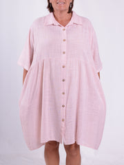 Lightweight Cotton Button Through Tunic Dress - 13150, , Pure Plus Clothing, Lagenlook Clothing, Plus Size Fashion, Over 50 Fashion