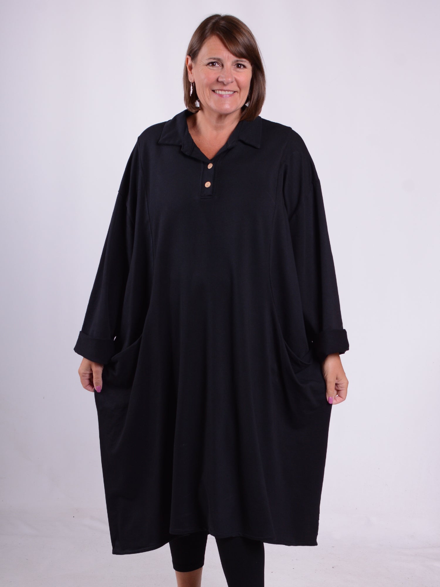 Lagenlook Shirt Dress With Pockets - 13152, Dresses, Pure Plus Clothing, Lagenlook Clothing, Plus Size Fashion, Over 50 Fashion