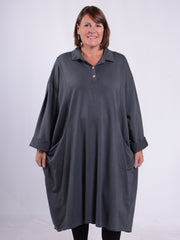 Lagenlook Shirt Dress With Pockets - 13152, Dresses, Pure Plus Clothing, Lagenlook Clothing, Plus Size Fashion, Over 50 Fashion