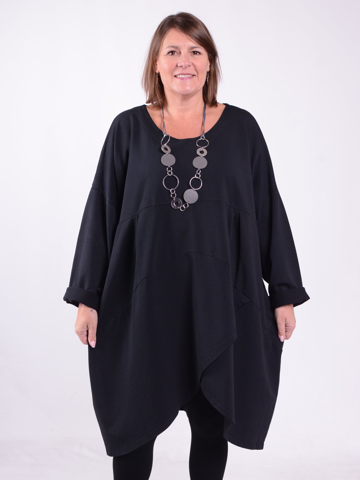 Lagenlook Long Tunic Dress Cotton - 13185, , Pure Plus Clothing, Lagenlook Clothing, Plus Size Fashion, Over 50 Fashion