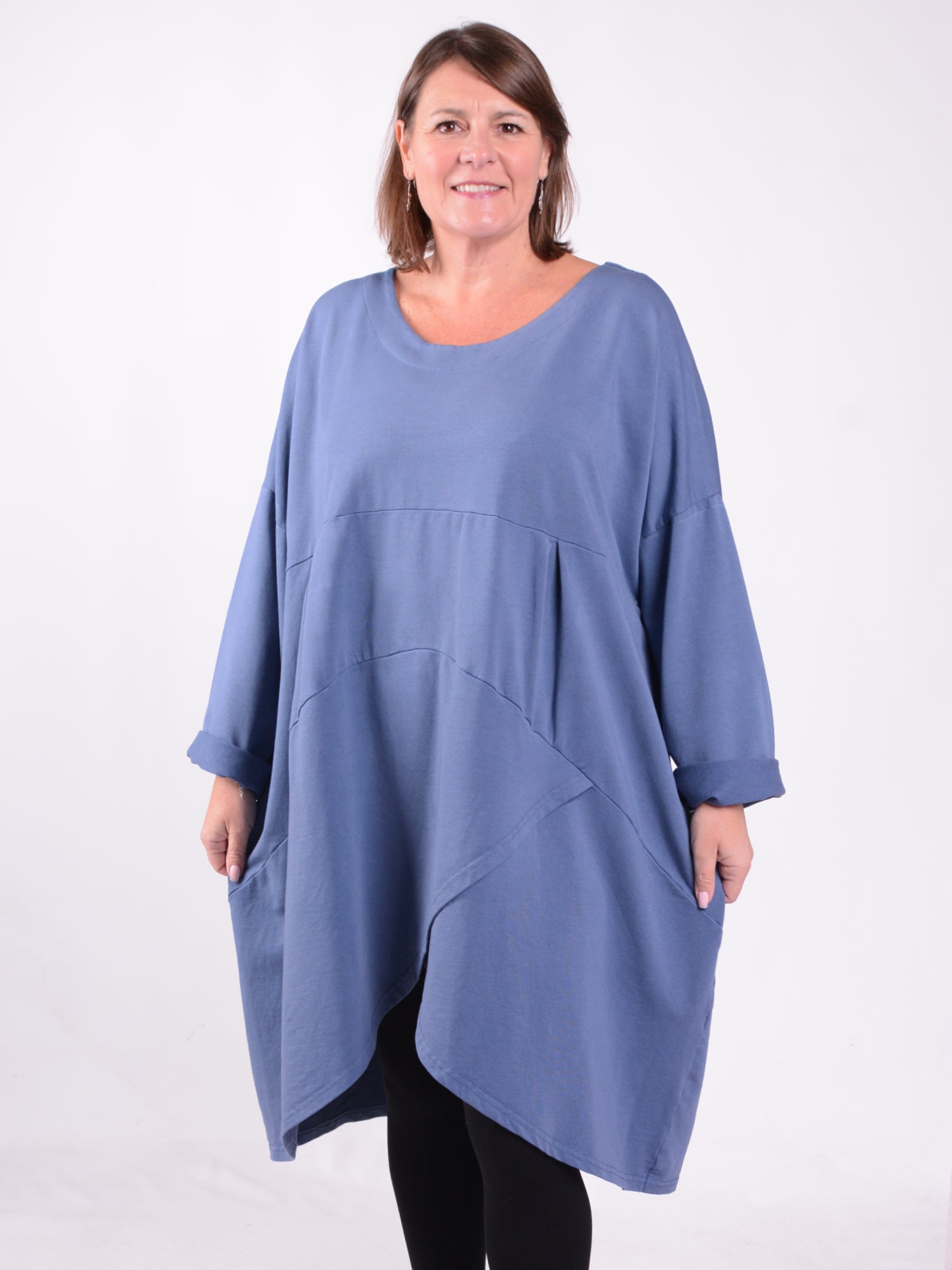 Lagenlook Long Tunic Dress Cotton - 13185, , Pure Plus Clothing, Lagenlook Clothing, Plus Size Fashion, Over 50 Fashion