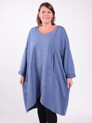 Lagenlook Long Tunic Dress Cotton - 13185, , Pure Plus Clothing, Lagenlook Clothing, Plus Size Fashion, Over 50 Fashion