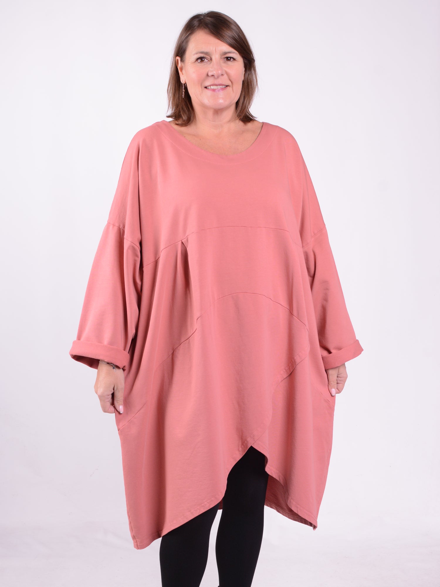 Lagenlook Long Tunic Dress Cotton - 13185, , Pure Plus Clothing, Lagenlook Clothing, Plus Size Fashion, Over 50 Fashion