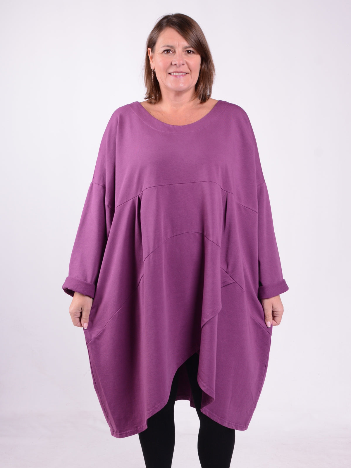 Lagenlook Long Tunic Dress Cotton - 13185, , Pure Plus Clothing, Lagenlook Clothing, Plus Size Fashion, Over 50 Fashion