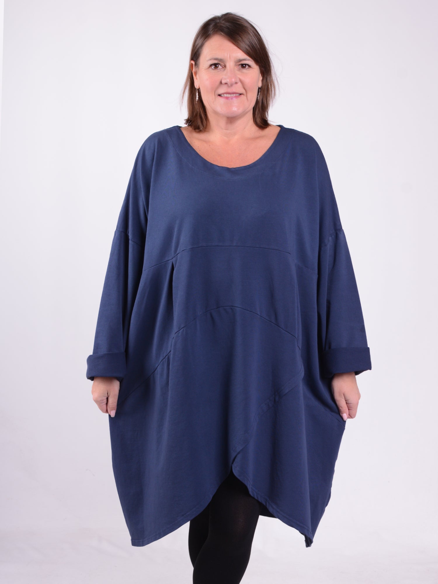 Lagenlook Long Tunic Dress Cotton - 13185, , Pure Plus Clothing, Lagenlook Clothing, Plus Size Fashion, Over 50 Fashion