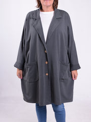 Lagenlook Jersey Cotton Collared Jacket - 13189, , Pure Plus Clothing, Lagenlook Clothing, Plus Size Fashion, Over 50 Fashion