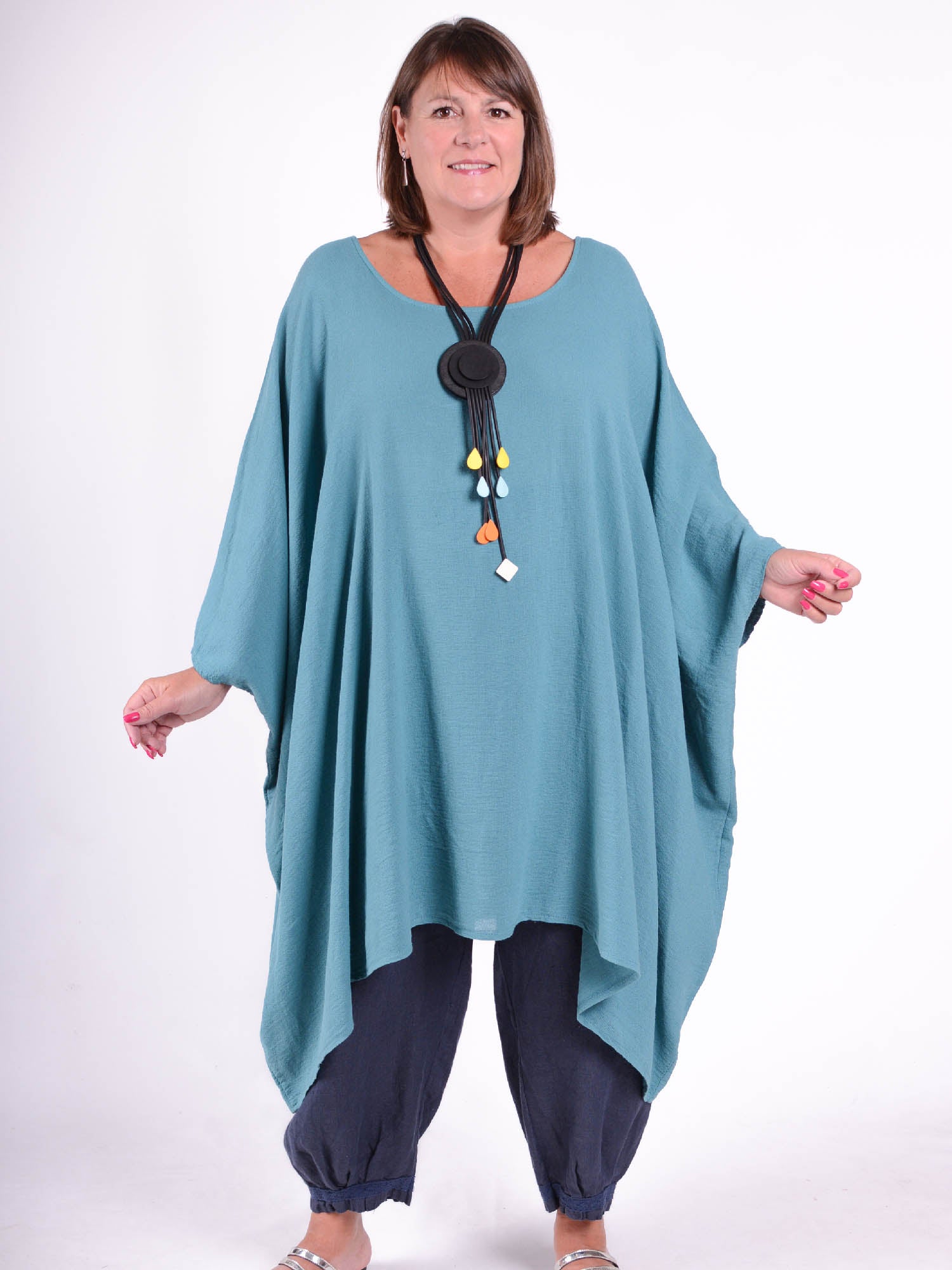 Lagenlook Oversized Cotton/Linen Kaftan Tunic - 3486, Tops & Shirts, Pure Plus Clothing, Lagenlook Clothing, Plus Size Fashion, Over 50 Fashion