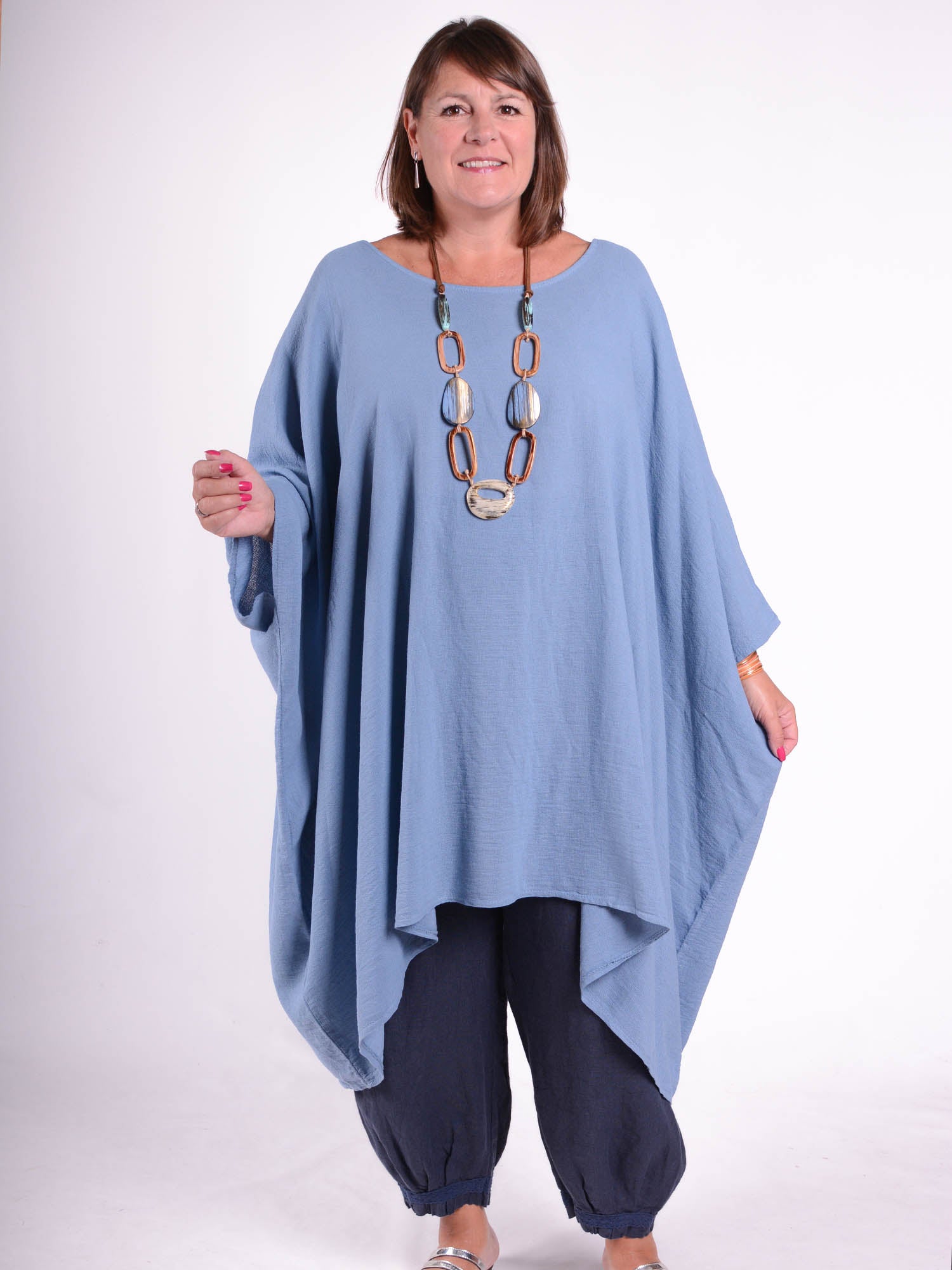 Lagenlook Oversized Cotton/Linen Kaftan Tunic - 3486, Tops & Shirts, Pure Plus Clothing, Lagenlook Clothing, Plus Size Fashion, Over 50 Fashion