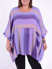 Lagenlook Oversized Cotton Striped Tunic -10077 STRIPE, Tops & Shirts, Pure Plus Clothing, Lagenlook Clothing, Plus Size Fashion, Over 50 Fashion